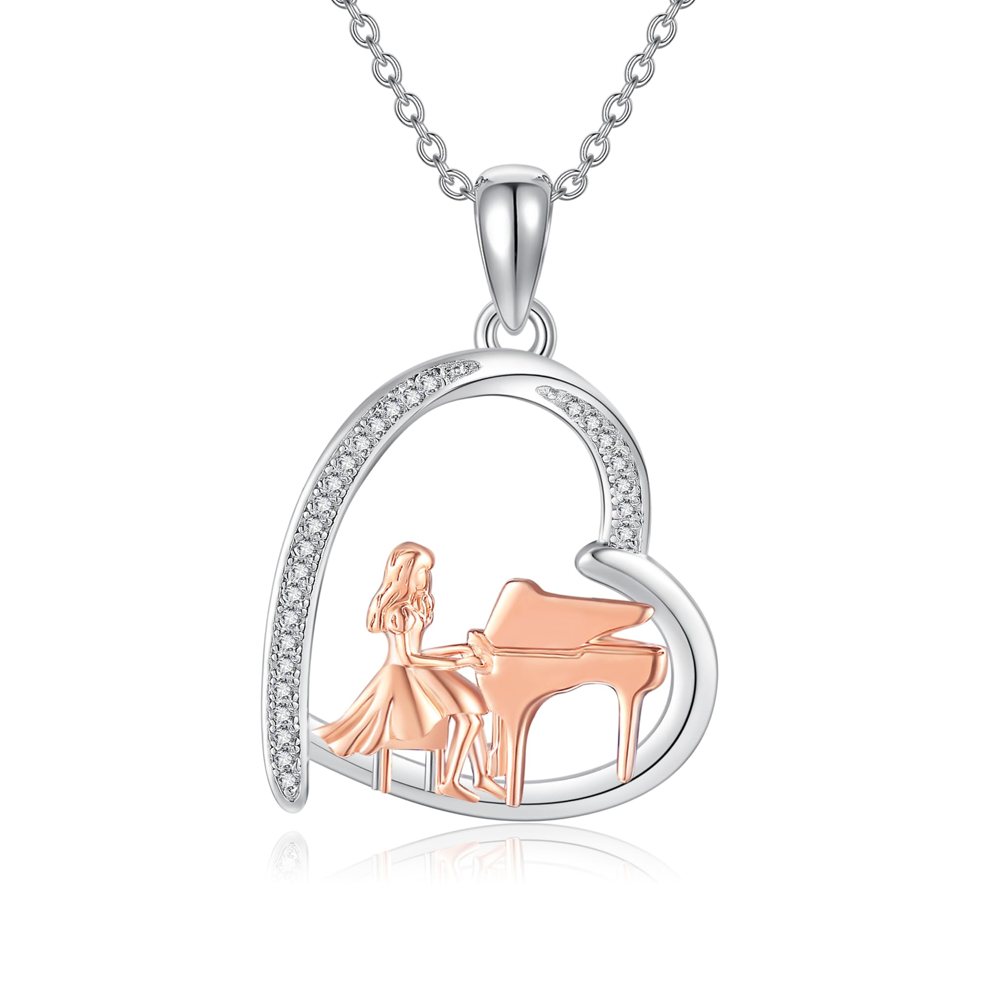 YAFEINI Collar de cruz con nota musical, violonchelo, guitarra para mujer, plata de ley, joyería de conformación, regalos para mujer, 21 mm x 23 mm, Plata esterlina, Sin piedra preciosa