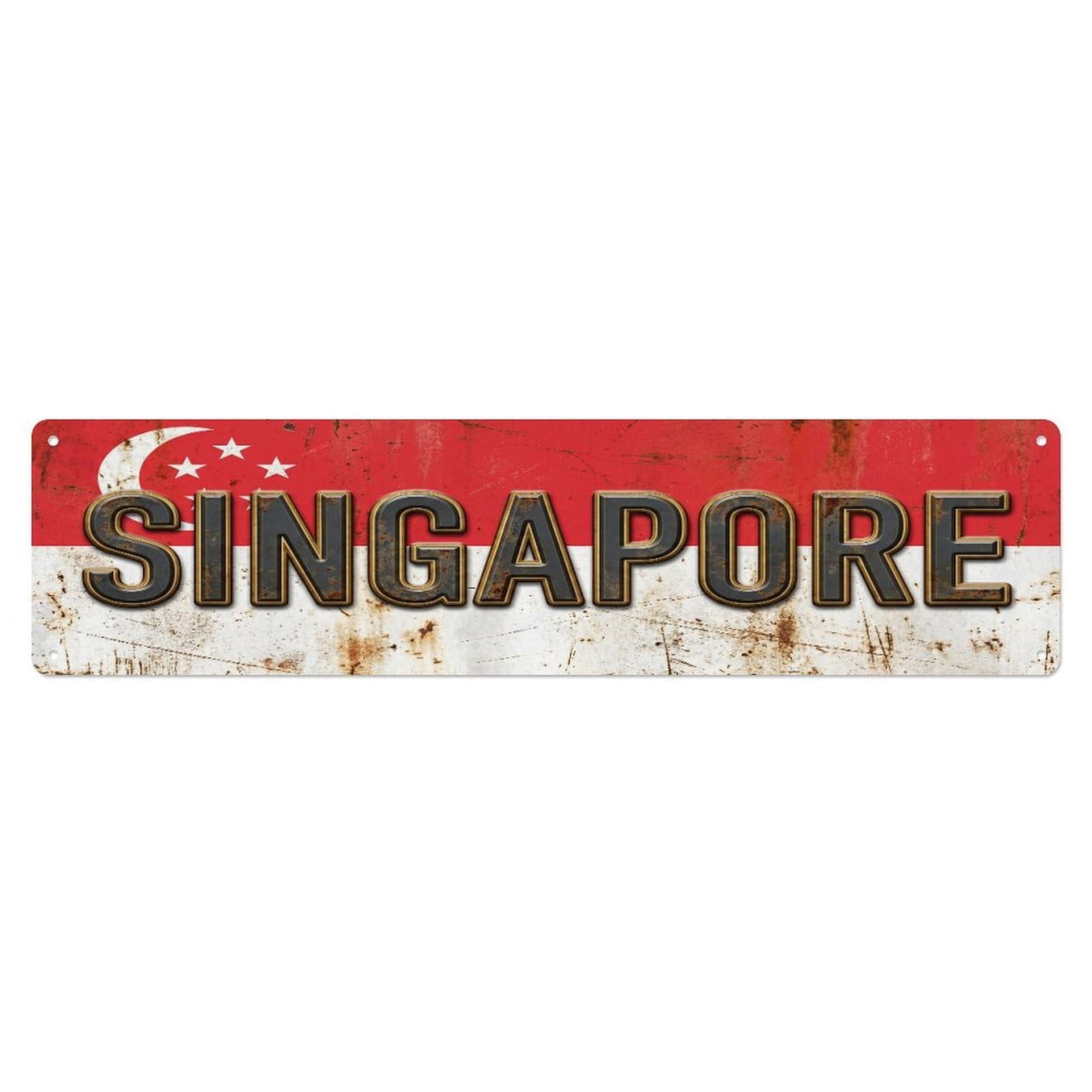Fqcyn Style Metal Tin Sign Vintage Singapore Flag Pattern