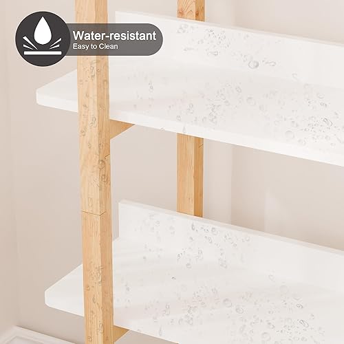 Vista 14 de Estantes flotantes para pared, estante de baño de 3 niveles, estantería de madera maciza para dormitorio, sala de estar, cocina, oficina Estante