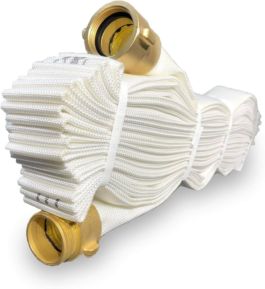 Standpipe 100 ft Paragon Single Jacket Rack and Reel Fire Hose w/Brass NPSH Coupling - Easy Ready to Clipped to Rack 1 1/2" x 100'
