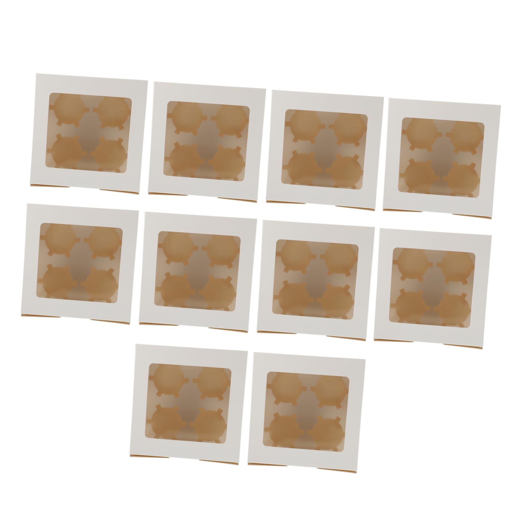 HAKIDZEL 10Pcs Clear Window Cupcake Boxes with Inserts Muffin Packaging for Cookies Bakery Box for Desserts Simple and Design for Easy Assembly