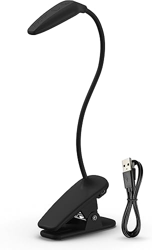Energizer Luz LED recargable para libros, luz de lectura con clip con modos de luz ajustables, cable de carga USB incluido, paquete de 1, color negro