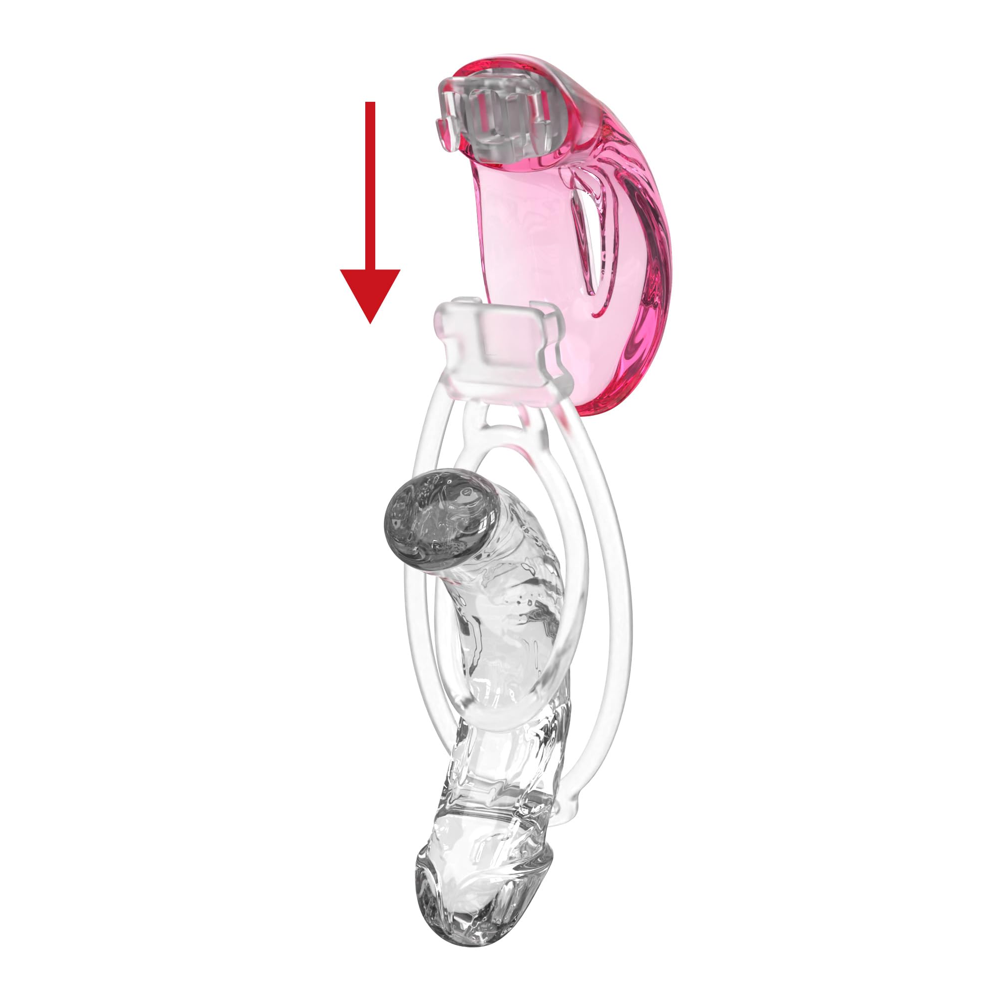 Cage de protection pour hommes, douce pour la peau, avec 3 clips, plusieurs styles disponibles-FRLZB012Y (Transparent + Transparent 3 anneaux)