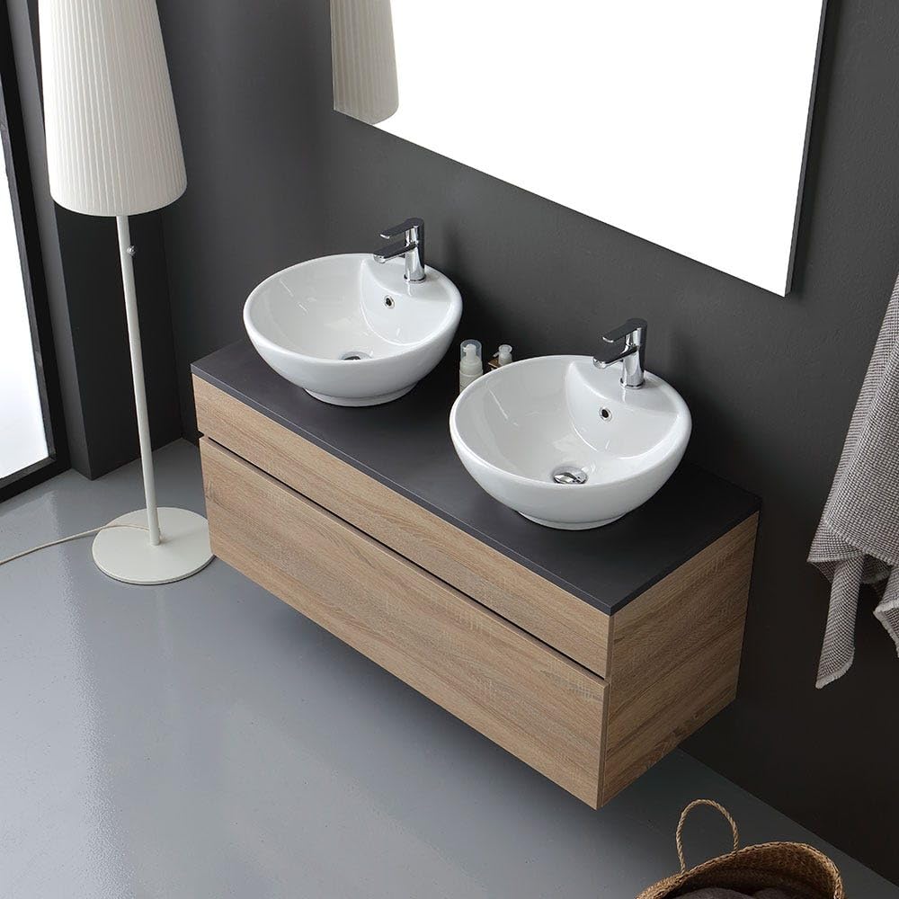 Kiamami Valentina - Mueble de baño de Roble Natural 120cm con Espejo 120x60 | Sol