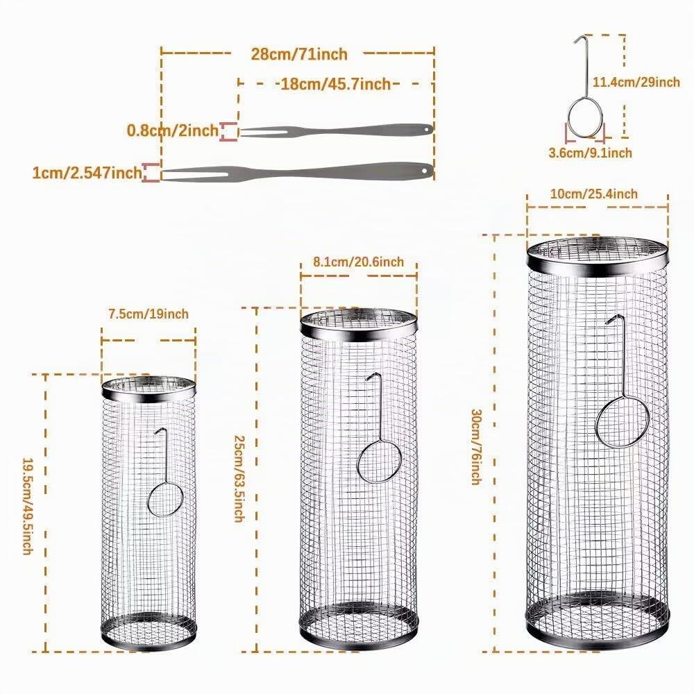 mancola 3 pcs Panier de grillade - Panier de cuisson pour grill acier inoxydable - BBQ grill pour camping - pour grill extérieur charbon de bois, support grill pour frites, poisson, crevettes，légumes