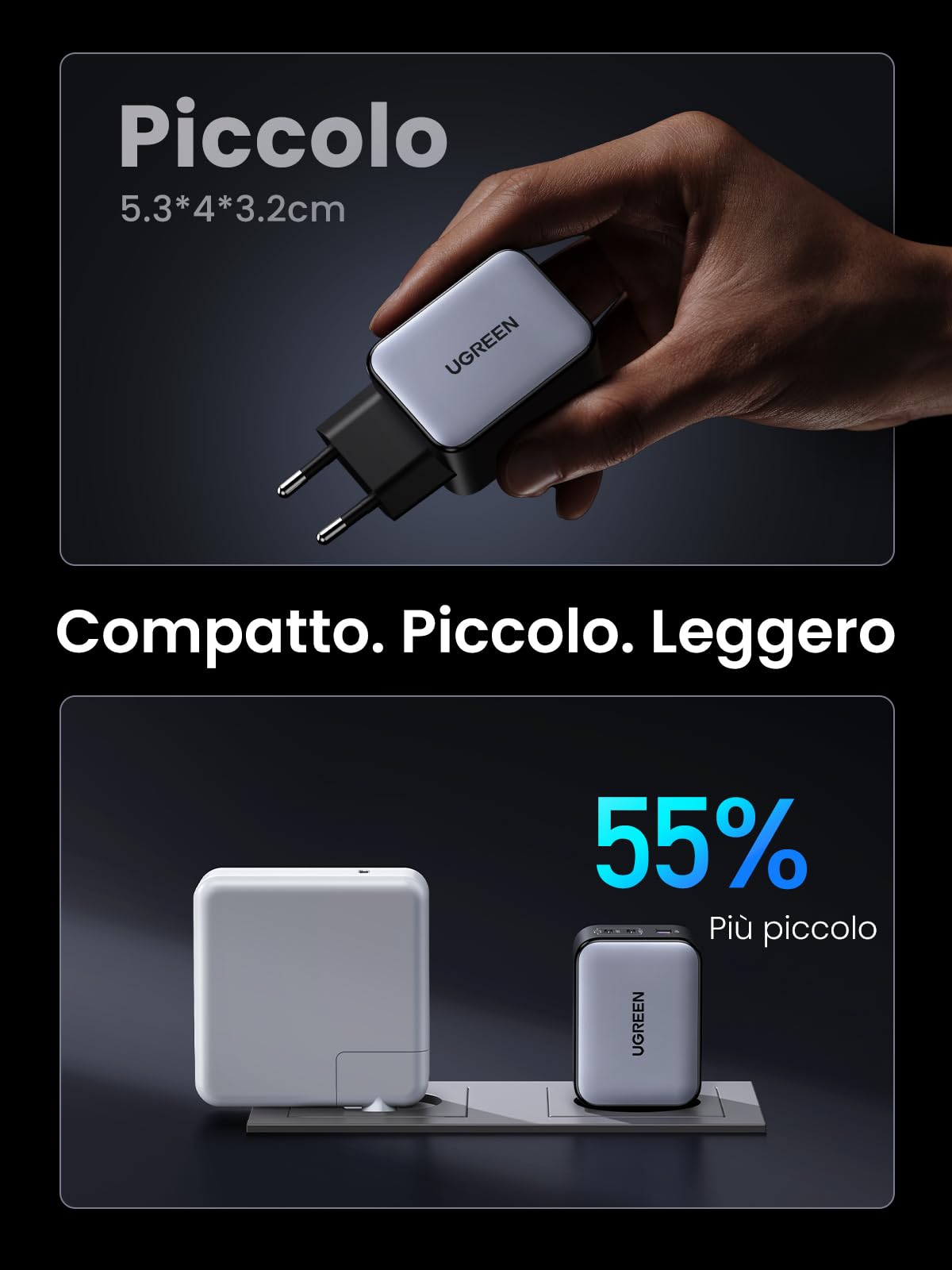 UGREEN Nexode X Caricatore 65W USB C GaN, Alimentatore USB C Compatibile con Samsung Galaxy S24/ S24 Ultra/ S23 Ultra, MacBook Pro/Air, iPhone 16/15/14/13/12, ASUS, iPad Pro/Air, Steam Deck