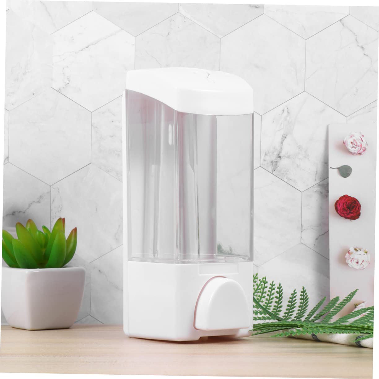 Alipis 1Pc Wall Mounted Soap Dispenser Manual Liquid Soap Holder for Refillable Soap Box White Convenient Shower and Bathroom Use