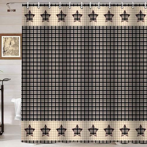 Namdeva Vintage Beige Black Buffalo Plaid Shower...