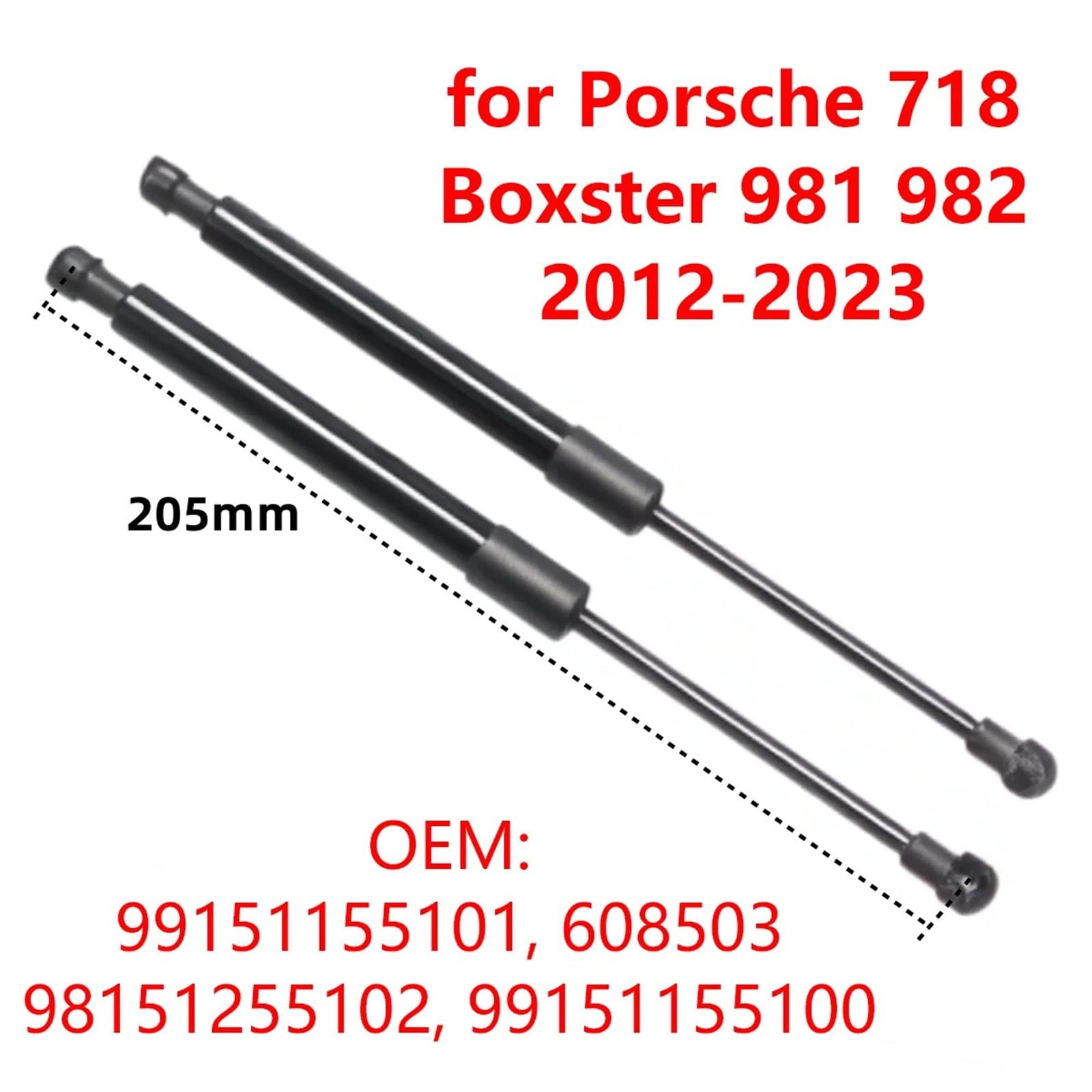 Boot Struts 2 szt. 98151255102, siłowniki gazowe do tylnej klapy bagażnika, drążki podtrzymujące, pasujące do 718 Boxster 981 982 2012-2023