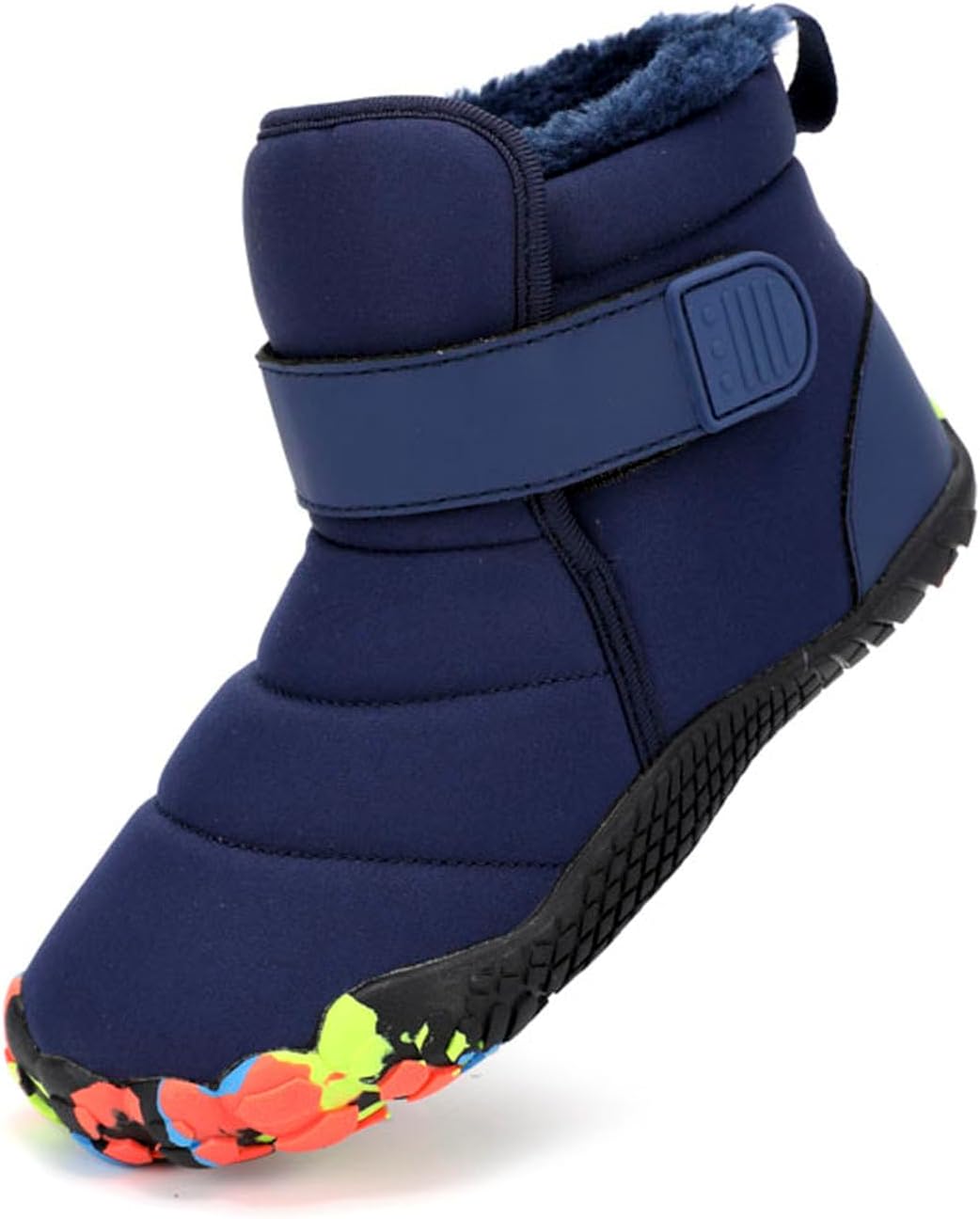 SECHRITE Toddler Girls Boys Winter Barefoot Boots for Kids Snow Boots Wide Toe Box Hiking Boot Cold Weather Fur Lined Shoes for Little Big Kids Natural Growth