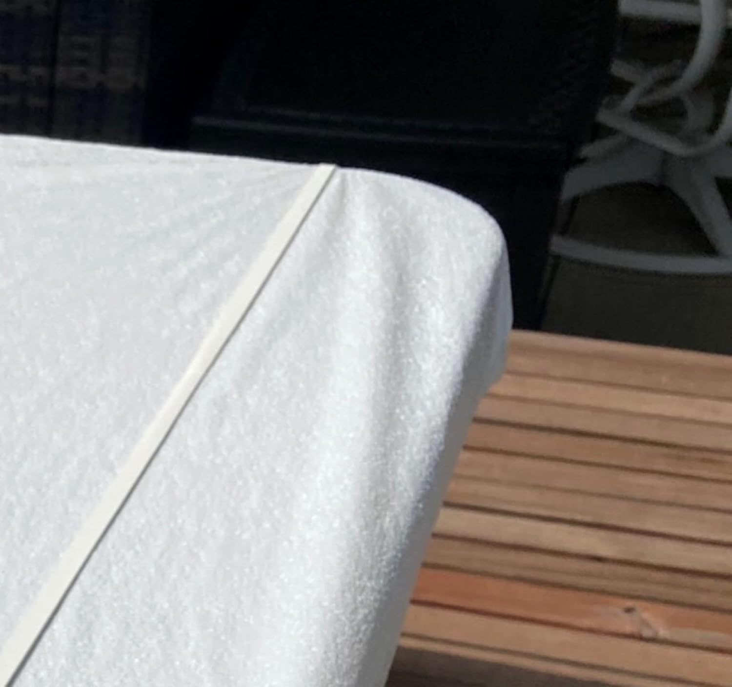 Easily Secure Any Table Cloth or Plastic Table Cover. Table Cloth Holder with no Bulky Table Clips, bungees or Table Weights, Simply Stretch Over the Table Ends to Secure Cloth or Plastic Cover. image 4
