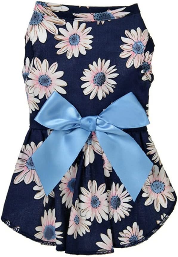 Dog Bowknot Floral Dress Pet Princess Dress Dog Clothes Dog Sundress Puppy Summer Dress for Small Pets Dogs PuppyClothing (Color : A Size : S Code) (A XL code)