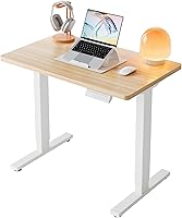 HUANUO 32" Electric Standing Desk - Adjustable Height Sit-Stand Desk with 4 Memory Presets for Home Office, Light Walnut