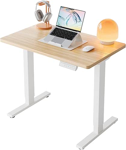 HUANUO 32" Small Electric Standing Desk Adjustable Height, 4 Memory