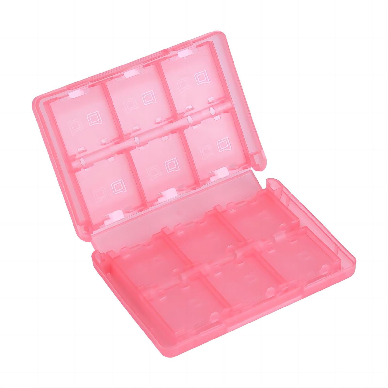 VIFER 28 en 1 Jeu Carte Mémoire Étui PP en Plastique Carte Cartouche Boîte de Rangement pour 3DS DSL DSI LL(Rose)