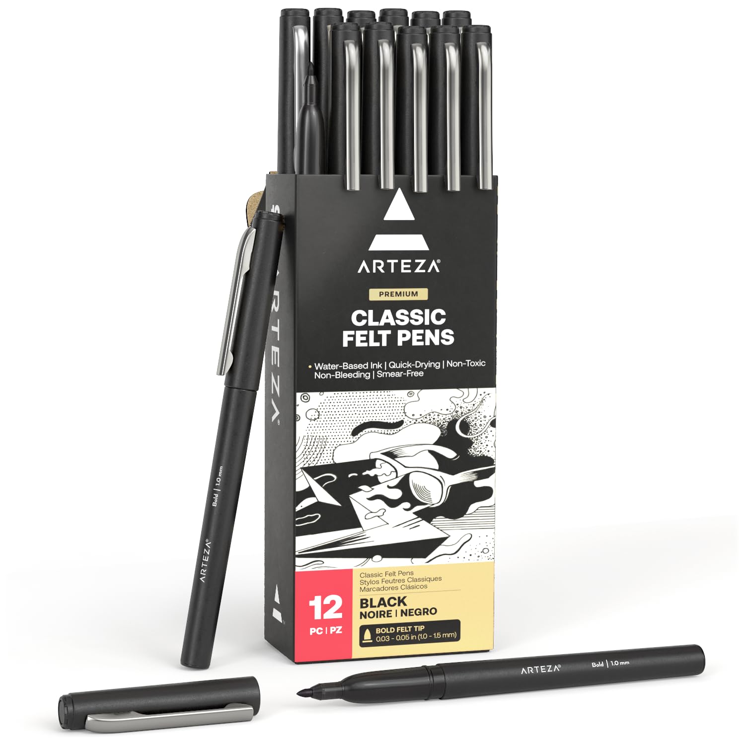 ARTEZA Black Felt Tip Pens