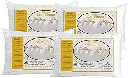 Kit Travesseiro Penas Plumas Ganso Percal 400 Fios Antialérgico 70cm x 50cm (04)