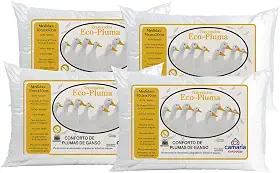 Kit Travesseiro Penas Plumas Ganso Percal 400 Fios Antialérgico 70cm x 50cm (04)