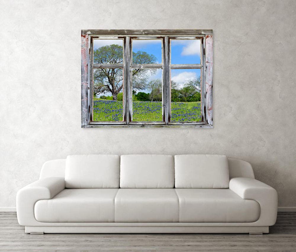 Lichi Autocollant Mural Amovible - Motif Fausse Fenêtre 3D Avec