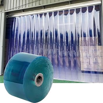 mopam PVC Strip Door Curtains, 164ft Length 7.1in Width Plastic Door Curtain Tailorable Strip Curtain Waterproof Clear Vinyl Roll Shutters Gate for Commercial Warehouse Garage Pet House (Transparent)