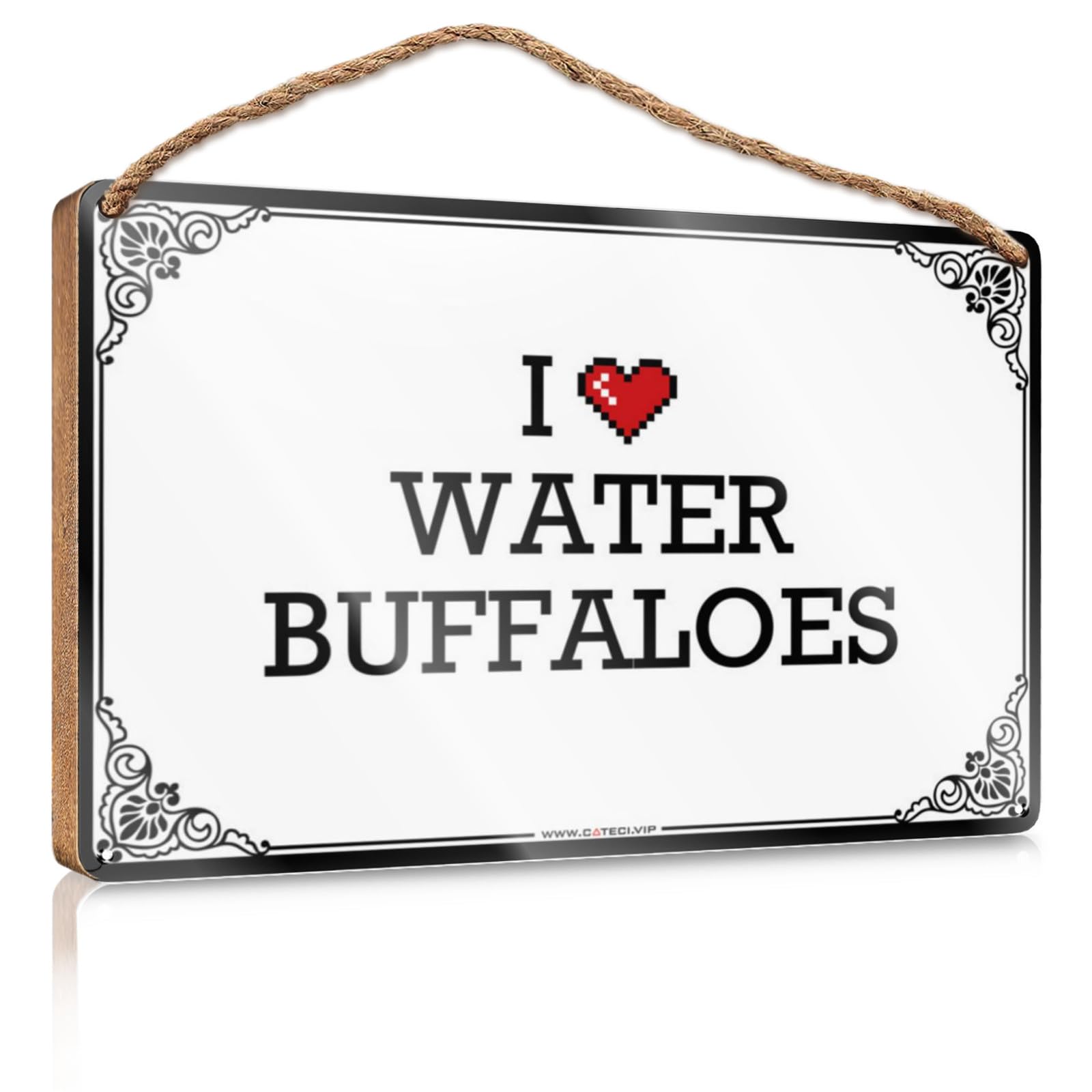 Fwoiionse Wall Hanging Wood Sign I Love Water Buffaloes Wooden Sign Farmhouse Wall Decor Signs Backyard Decor (Color : Colour, Size : 15X28CM)
