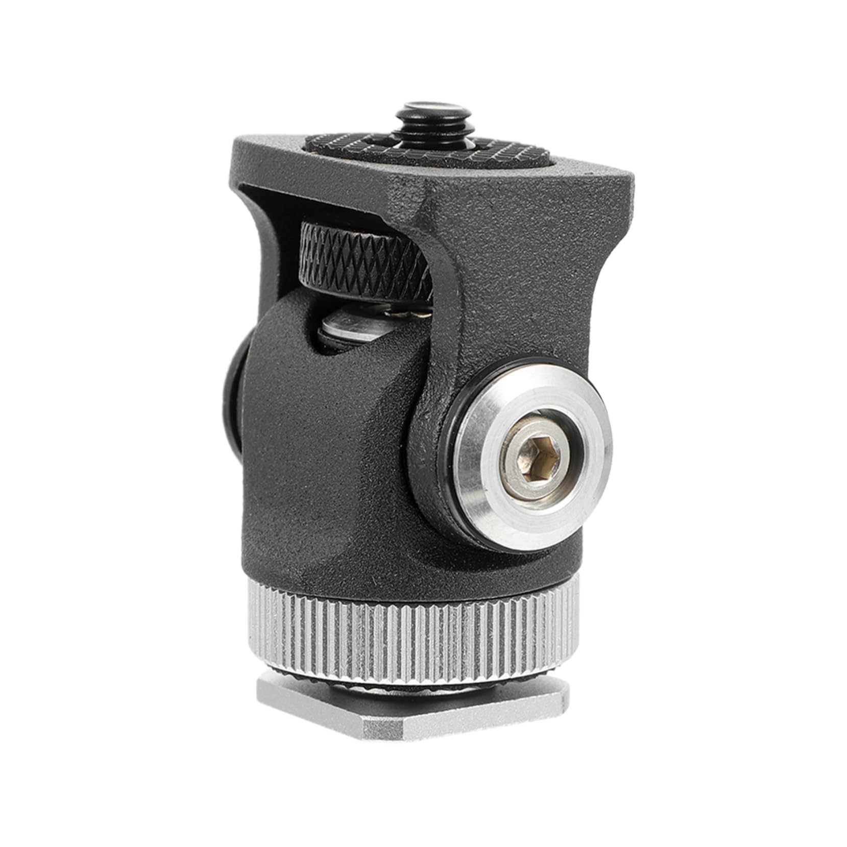 TEHAUX Aluminum Tripod Head Mount Monitor Mini Ball Head Rotatable Base 1/4 Hot Shoe Mount for Camera Camcorder