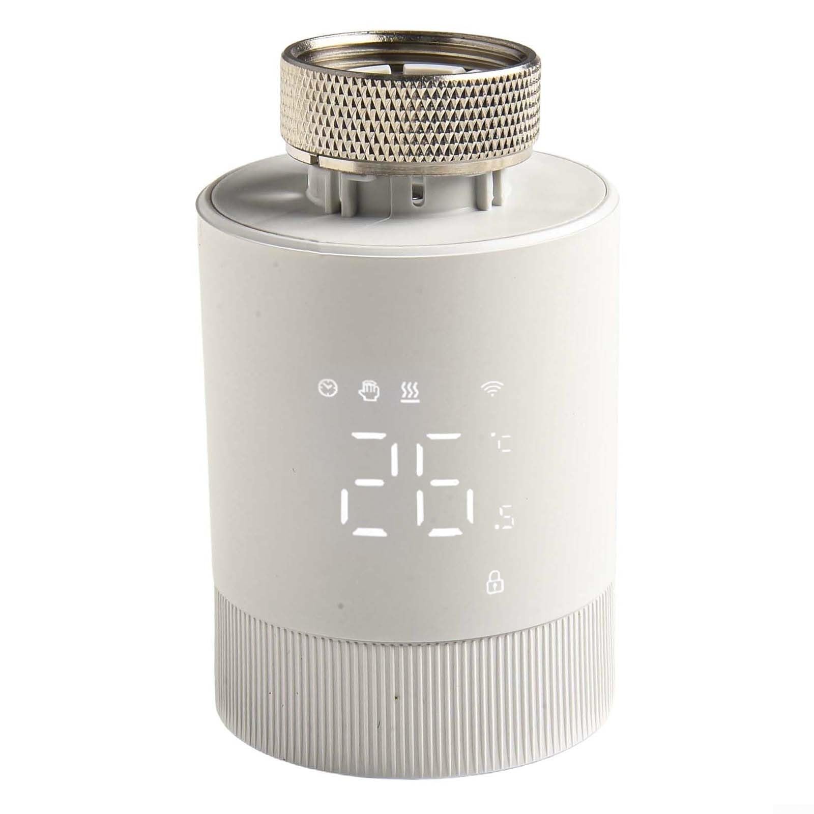 DAZZLEEX Válvula termostática inteligente WiFi TRV para control de aplicación Tuya, horarios semanales programables, bloqueo de seguridad infantil, control de calefacción de ahorro de energía