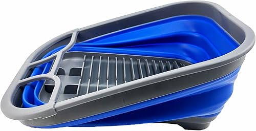 Miniatura 3 de SAMMART Escurridor de platos plegable de 15 litros (3.96 galones), estante de secado plegable, organizador de vajilla portátil, bandeja de