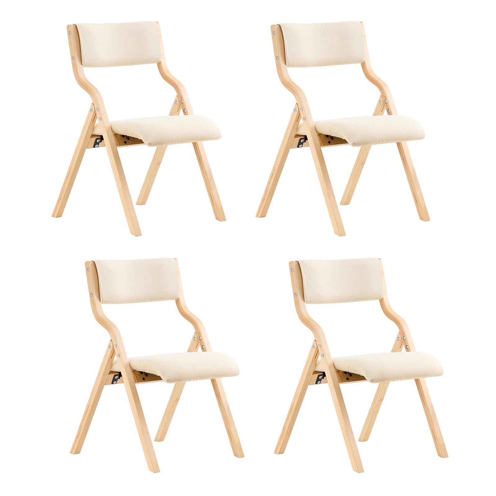 SoBuy Lotto da 4 Sedie Pieghevoli da Pranzo con Seduta e Schienale Imbottiti, Design Elegante e Salvaspazio Sedie Pieghevoli da Interno, Perfette per Cucina, Ufficio ed Esterno, Beige FST40-W