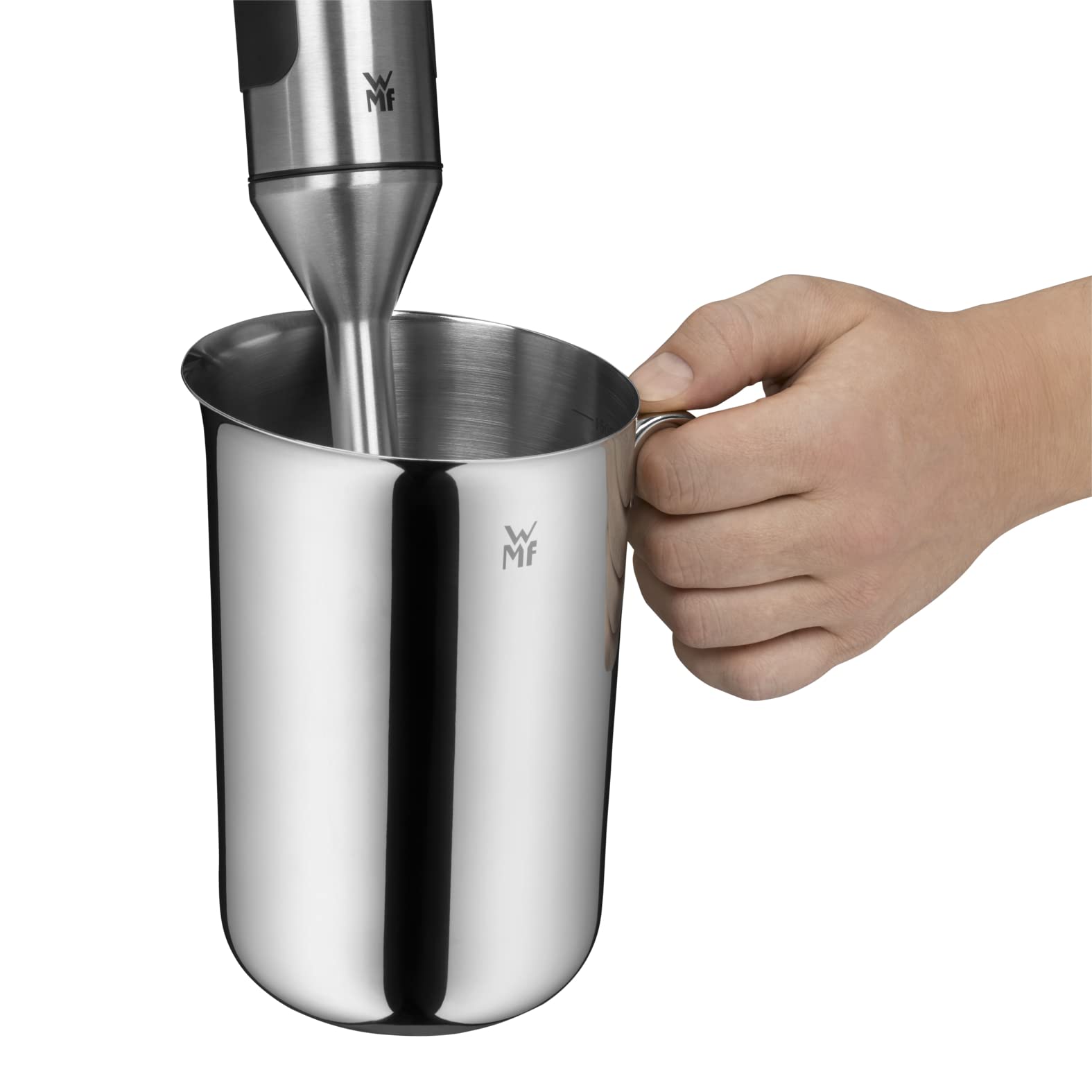 WMF Function Bowls bol mélangeur 1,5 l, bol mélangeur avec poignée, acier inoxydable Cromargan poli, verre doseur en acier inoxydable, détartrage interne, passe au lave-vaisselle