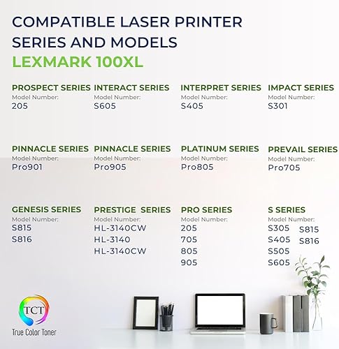 Miniatura 2 de TCT Cartucho de tinta de repuesto compatible para impresoras Lexmark 100XL 100 XL de alto rendimiento funciona con impresoras Lexmark Genesis S815