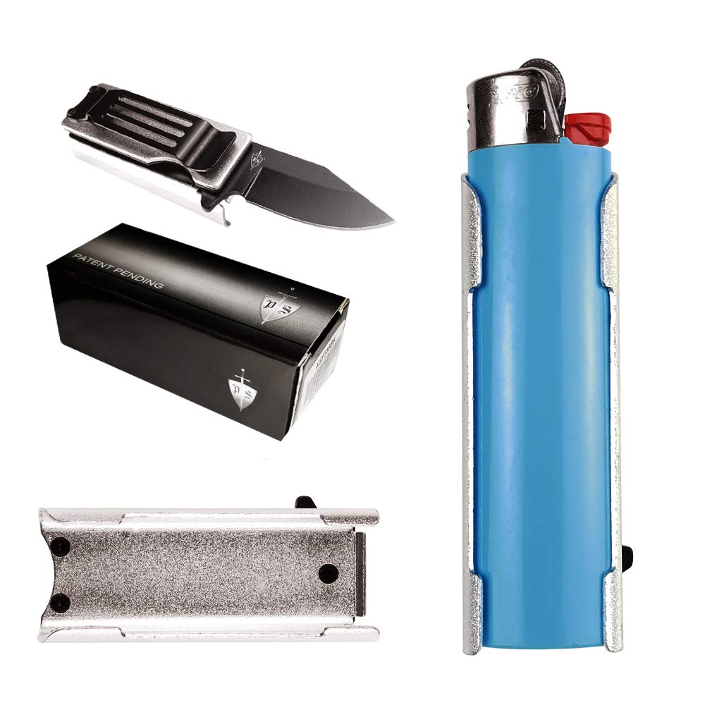 Buy P.S Small Lighter Holder with Folding Pocket Knife, for BIC Lighter Only (Lighter Not