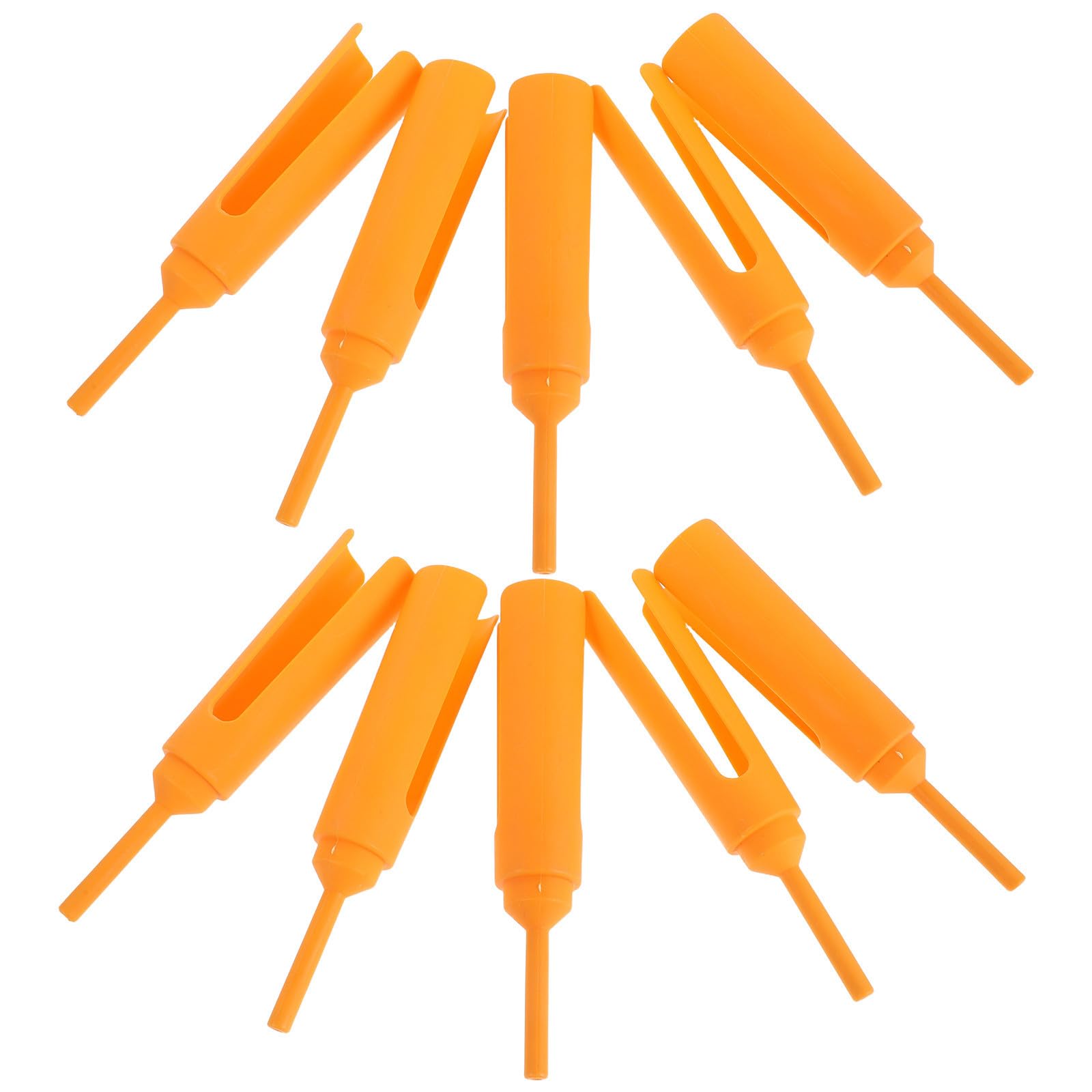 Herramienta para asar salchichas de plástico amarillo, pack de 10 piezas compactas
