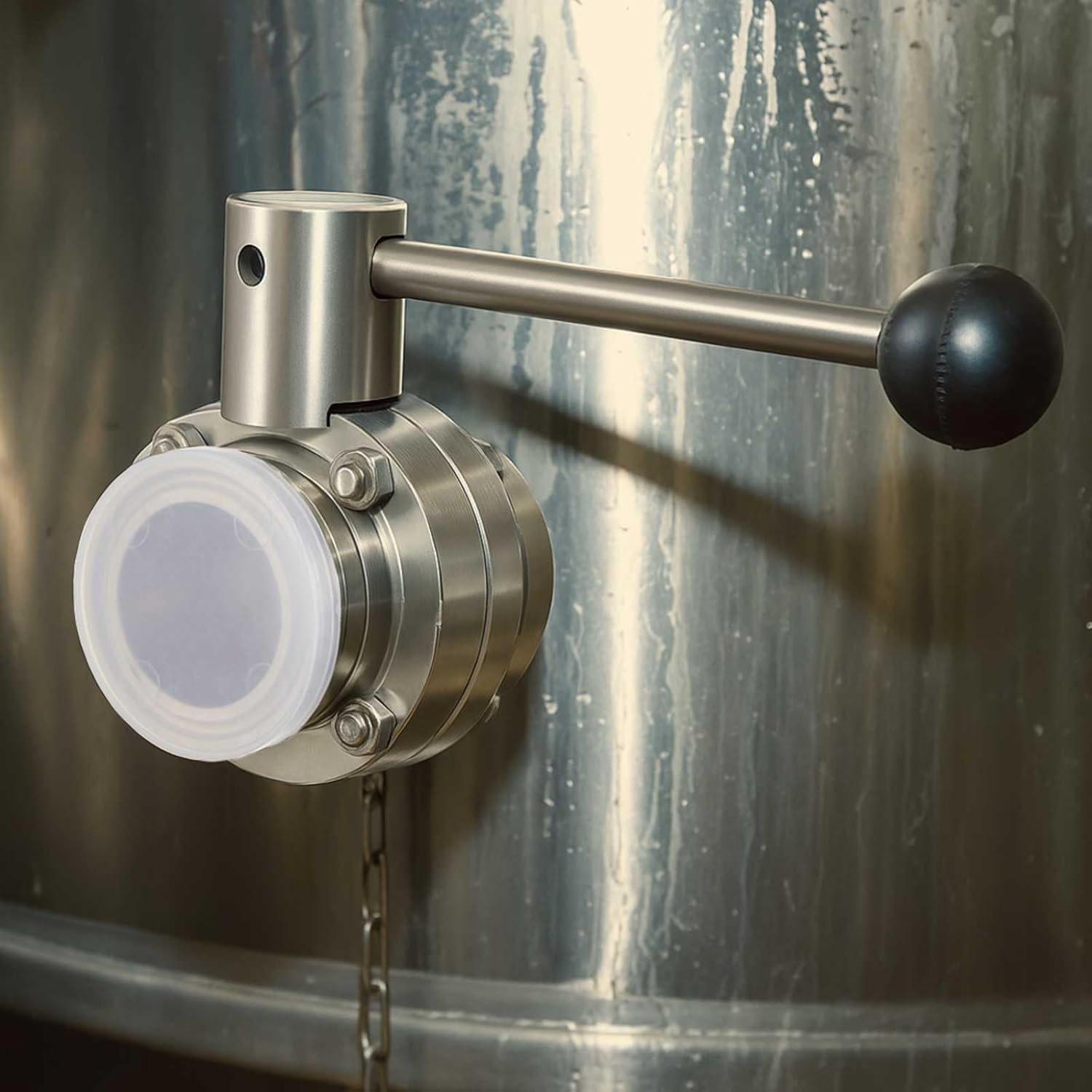 2 Pack Sanitary Butterfly Valve with Pull Handle 304 Stainless Steel Three-clamp Clover(1'' Tube Od)