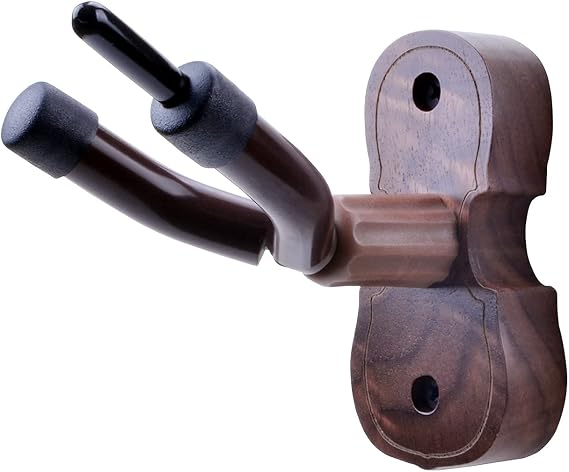 Violin Viola Wall Mount Hanger,Violin Viola Hook,Black Walnut Violin holder,with Bow Hook,Home & Studio Wall Mount Violin Hangers (Black Walnut)