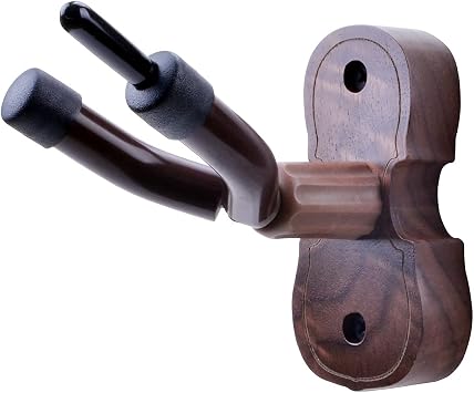 Violin Viola Wall Mount Hanger,Violin Viola Hook,Black Walnut Violin holder,with Bow Hook,Home & Studio Wall Mount Violin Hangers (Black Walnut)