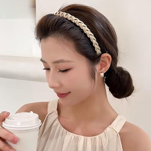 Miniatura 9 de Paquete de 4 diademas de cuero antideslizantes a la moda para mujeres, diademas simples para el cabello, aro de pelo de poliuretano suave para