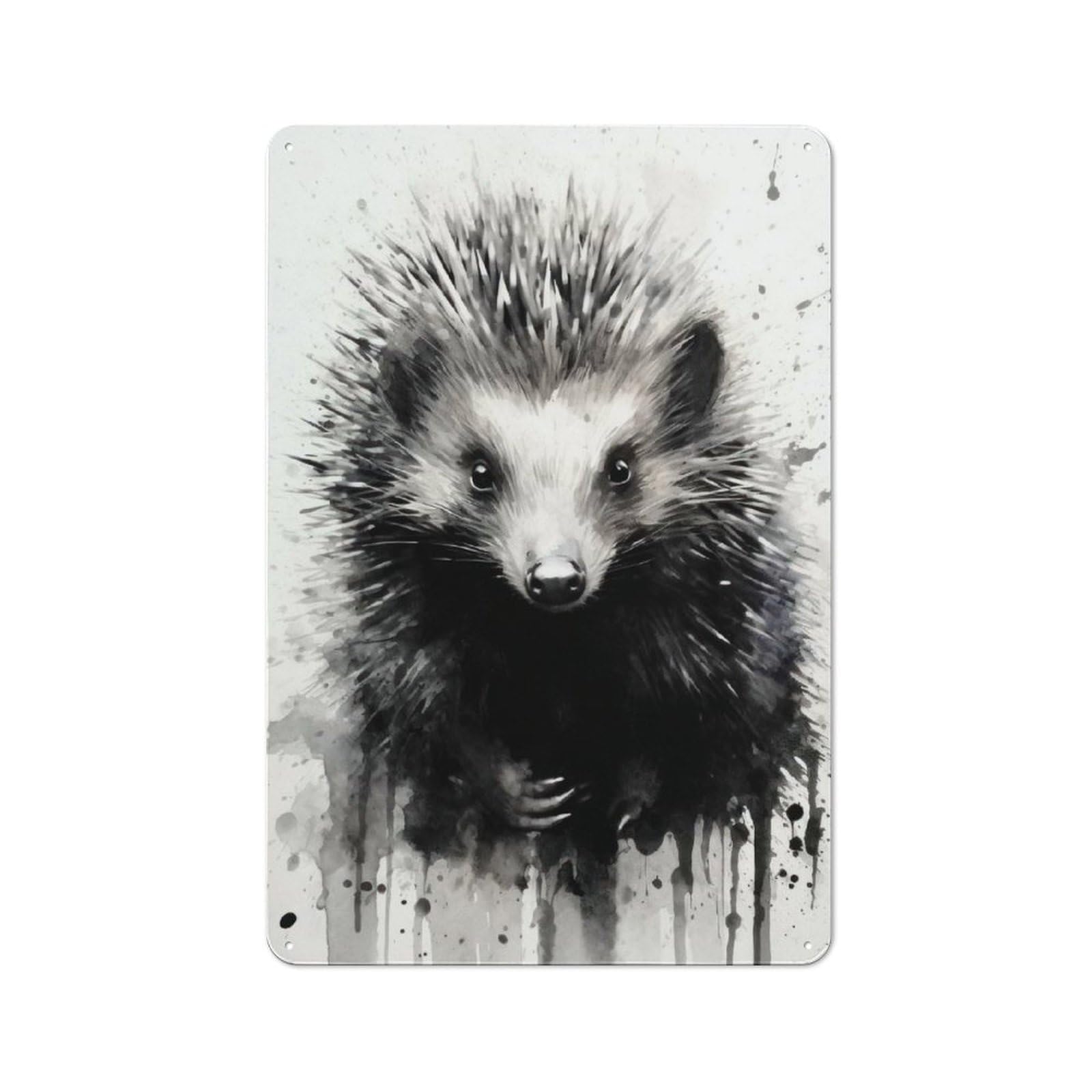 Junmoney Echidna Beauty Black Ink Metal Sign 30X20cm With For Pub Or Café, Retro Decor, For Cooler-Month Interiors With Retro Character