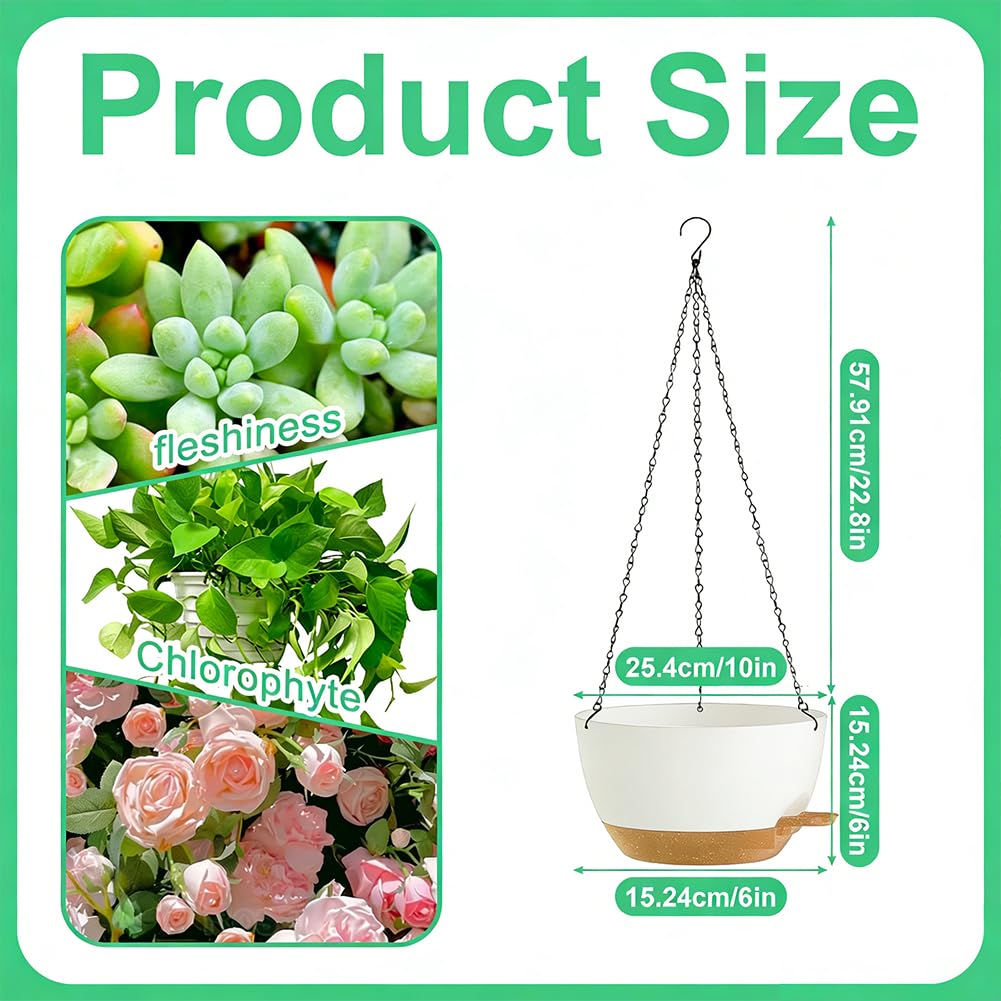 FARYODI Jardinières suspendues auto-arrosantes, 3 pièces, blanches | Pot de fleurs suspendu 25 cm, avec drainage pour balcon, salon, cuisine, jardin