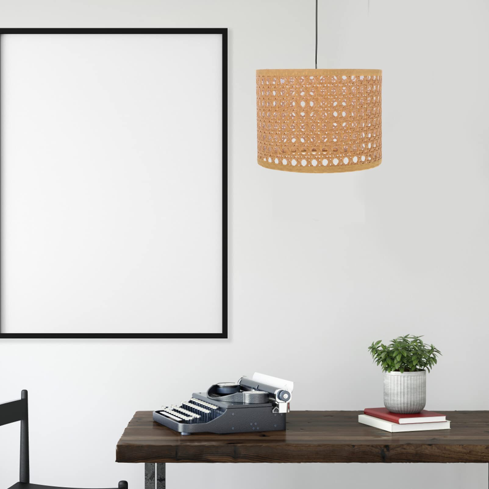 Retro Lampshade Decor Woven Lampshade Rattan Woven Lampshade Woven Rattan Lamp Guard Cover Replacement Accessories Woven Lamp Protective Cover Rattan Woven Lampshade