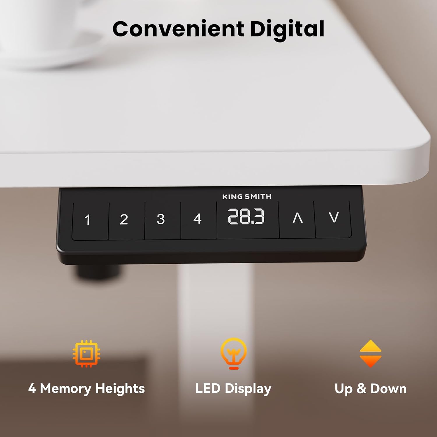 48x24 Inches Height Adjustable Electric Standing Desk with 2 Hooks for Home Office, Ergonomic Sit Stand up Desk with Splice Board, White