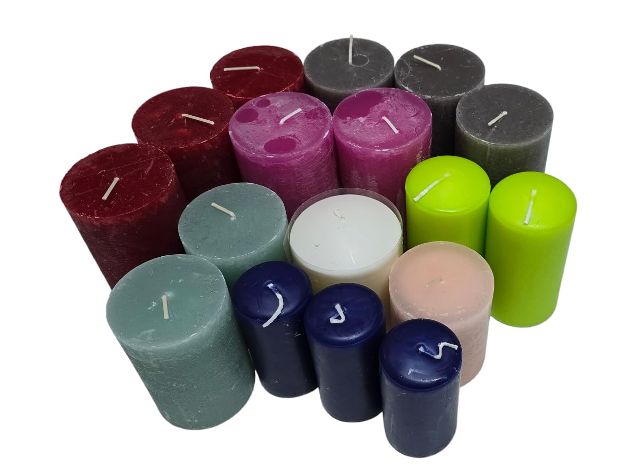 HMH 5 Kg Stumpen Bunte Kerzen 2.Wahl gemischt Stumpenkerzen mehrere Farben/Größen B-Ware runde eckige mindestens 2 Farben und 2 Größen