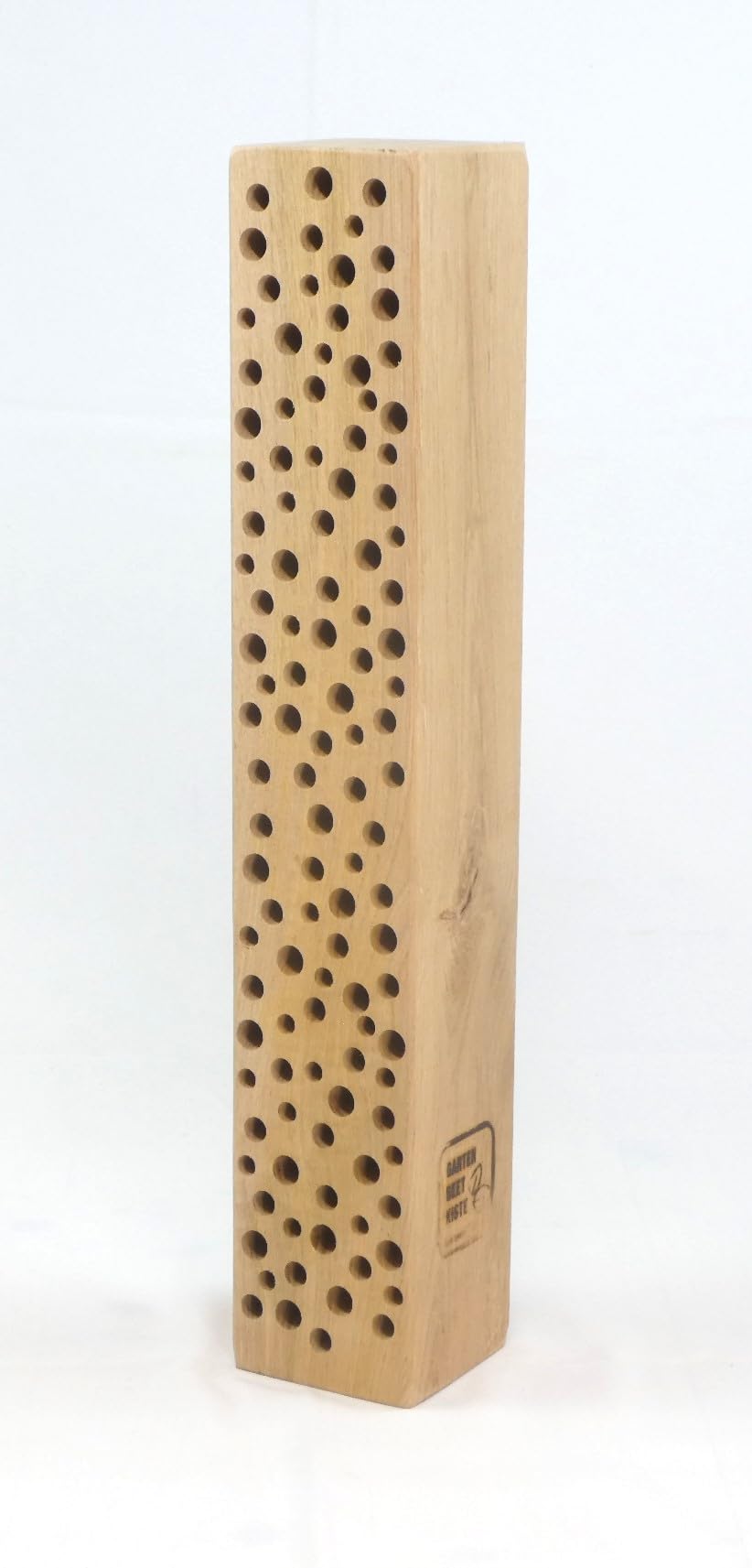Insektenhotel Massiv Holzbiene Wildbiene 2024" Nisthilfe für Blauschwarze Holzbienen - Hochwertiges Eichenholz mit Löchern für Wollbienen (naturbelassen, 50cm)