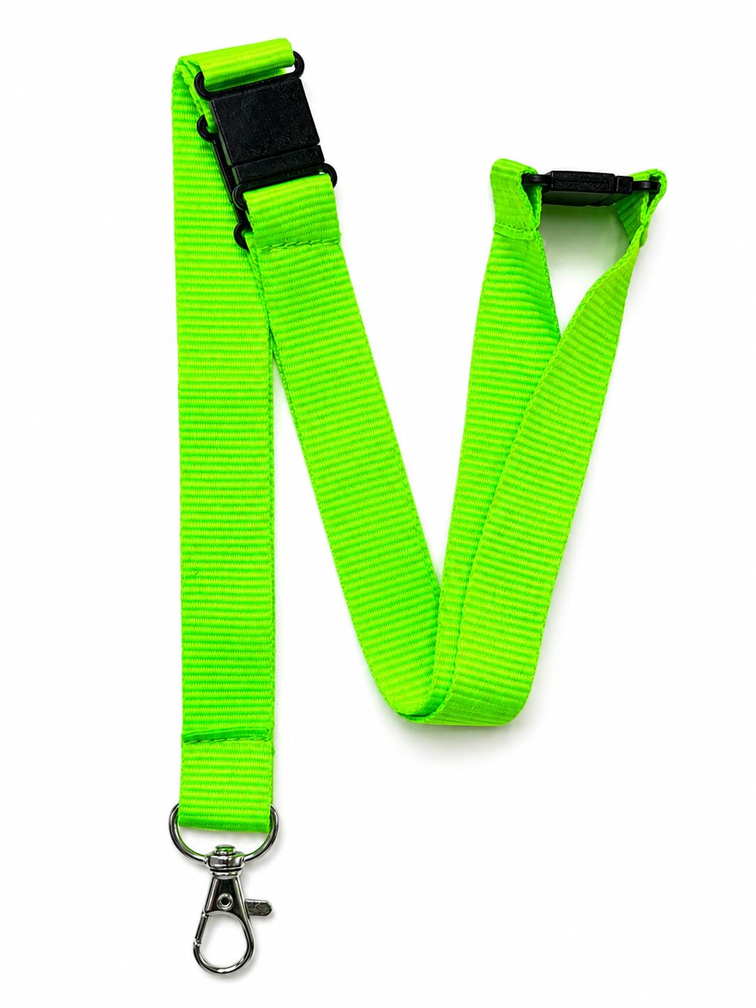 Neon Lanyards with Triple Safety Breakaway, 3 Point Breakaway Feature, Bright Colours (5, Neon Green)