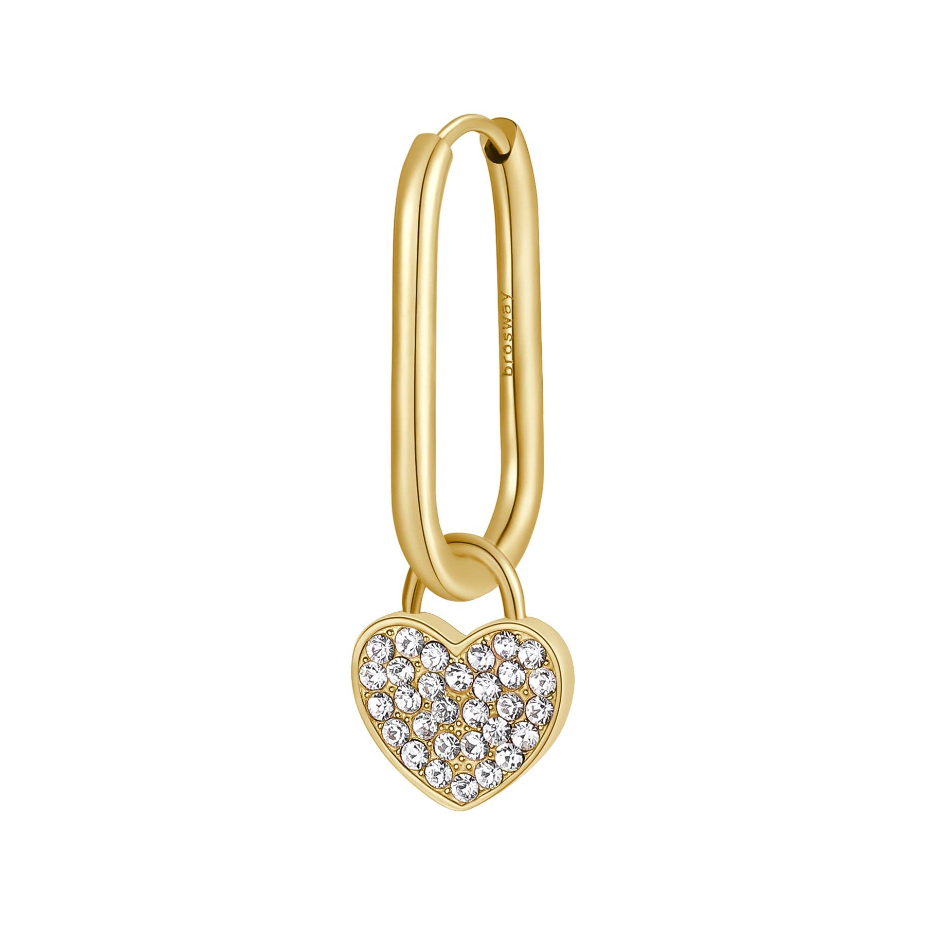 Brosway Orecchino Singolo Donna Chakra – Rettangolare In Acciaio 316L Con Finitura Oro 14K E Pendente A Cuore Con Cristalli – BHKE122 - 3