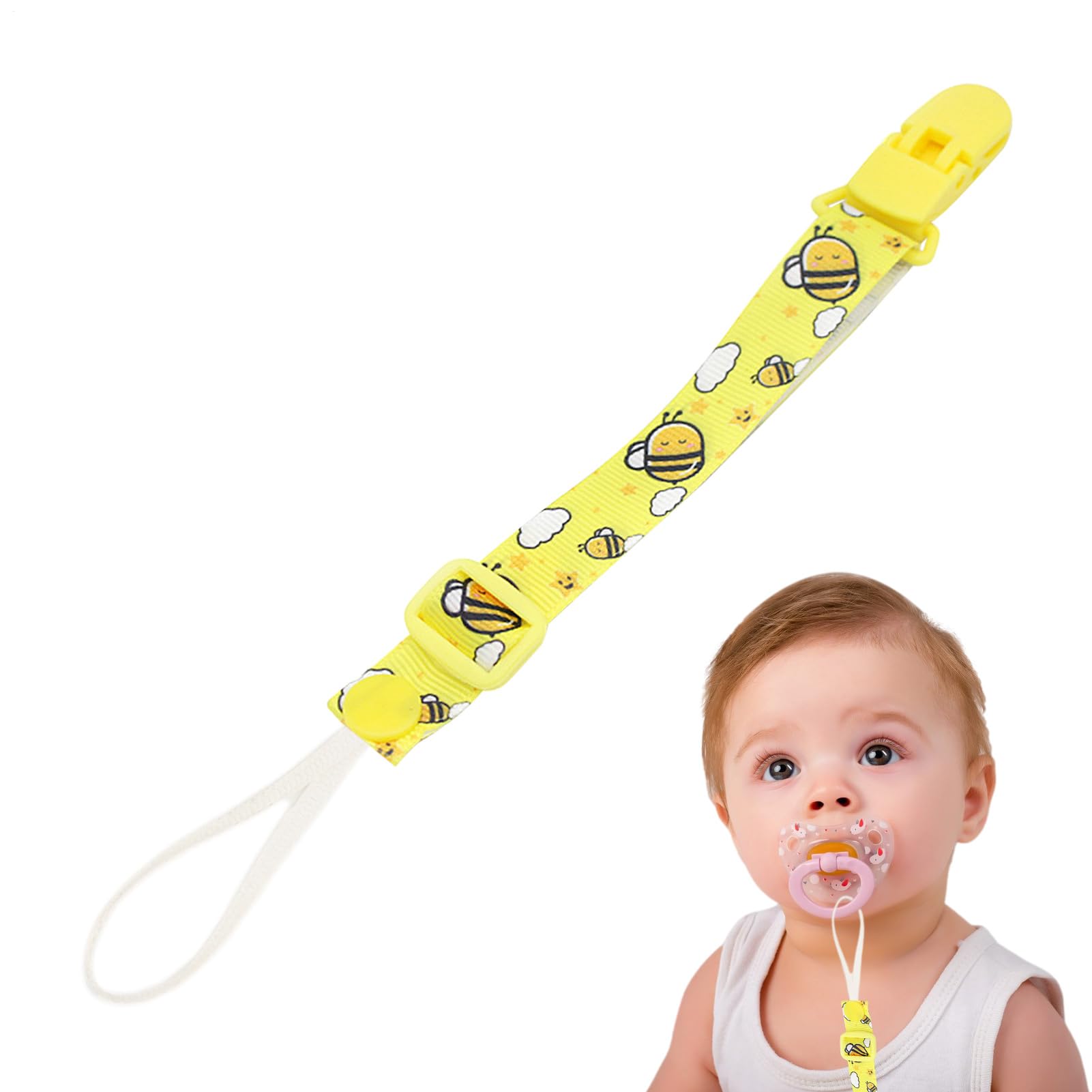 Clip per ciuccio, clip per porta ciuccio - Guinzaglio universale antigoccia per e massaggiagengive,Giocattoli per la dentizione con cordino per, adatti per la maggior parte