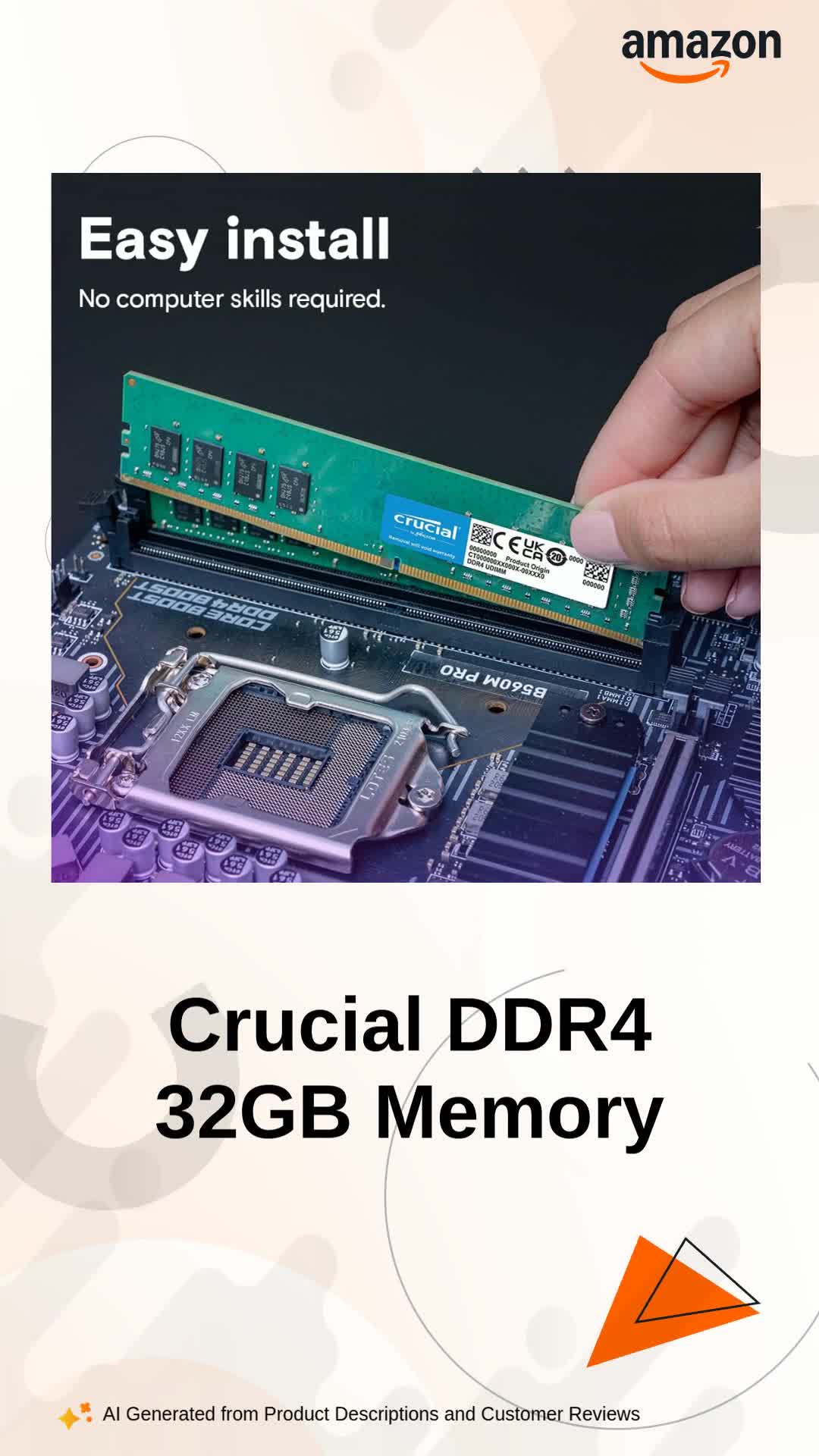 Crucial RAM 32GB DDR4 3200 MHz CL22 Desktop Memory