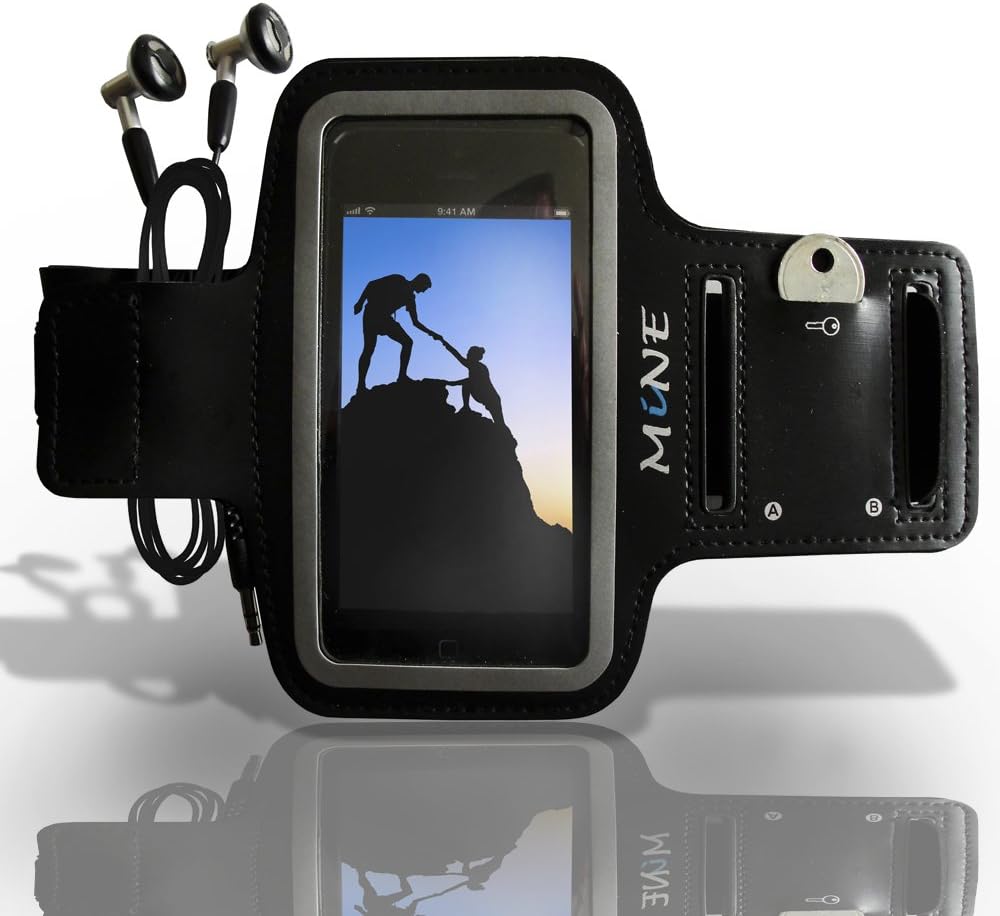 MiNE Armband iPhone 6 Hands Free Apple Accessories, Fits 6S Adjustable Sports Running Arm Band for Your Cell Phone Best for Smartphone Holder