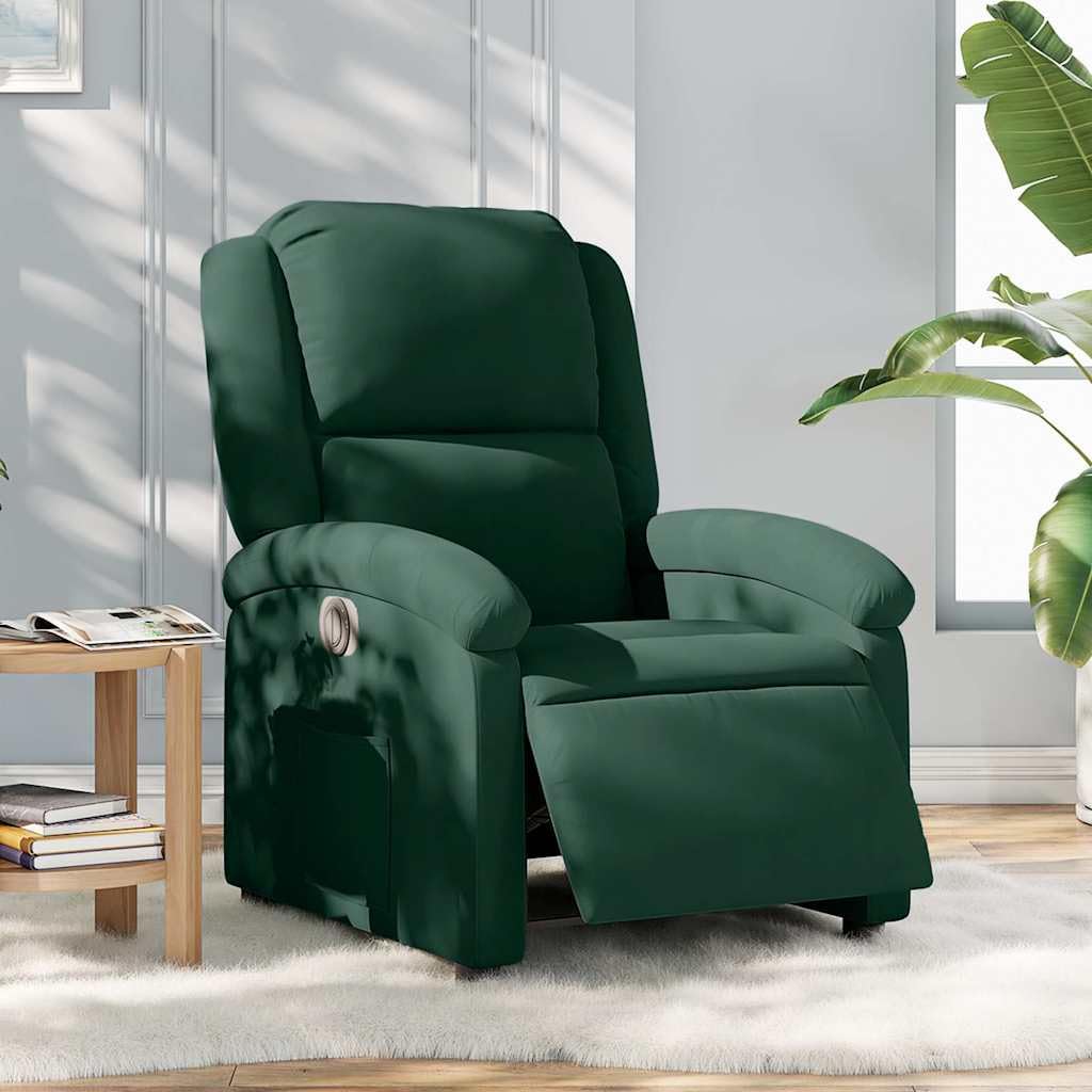 vidaXL Sillón reclinable eléctrico de Terciopelo Verde Oscuro