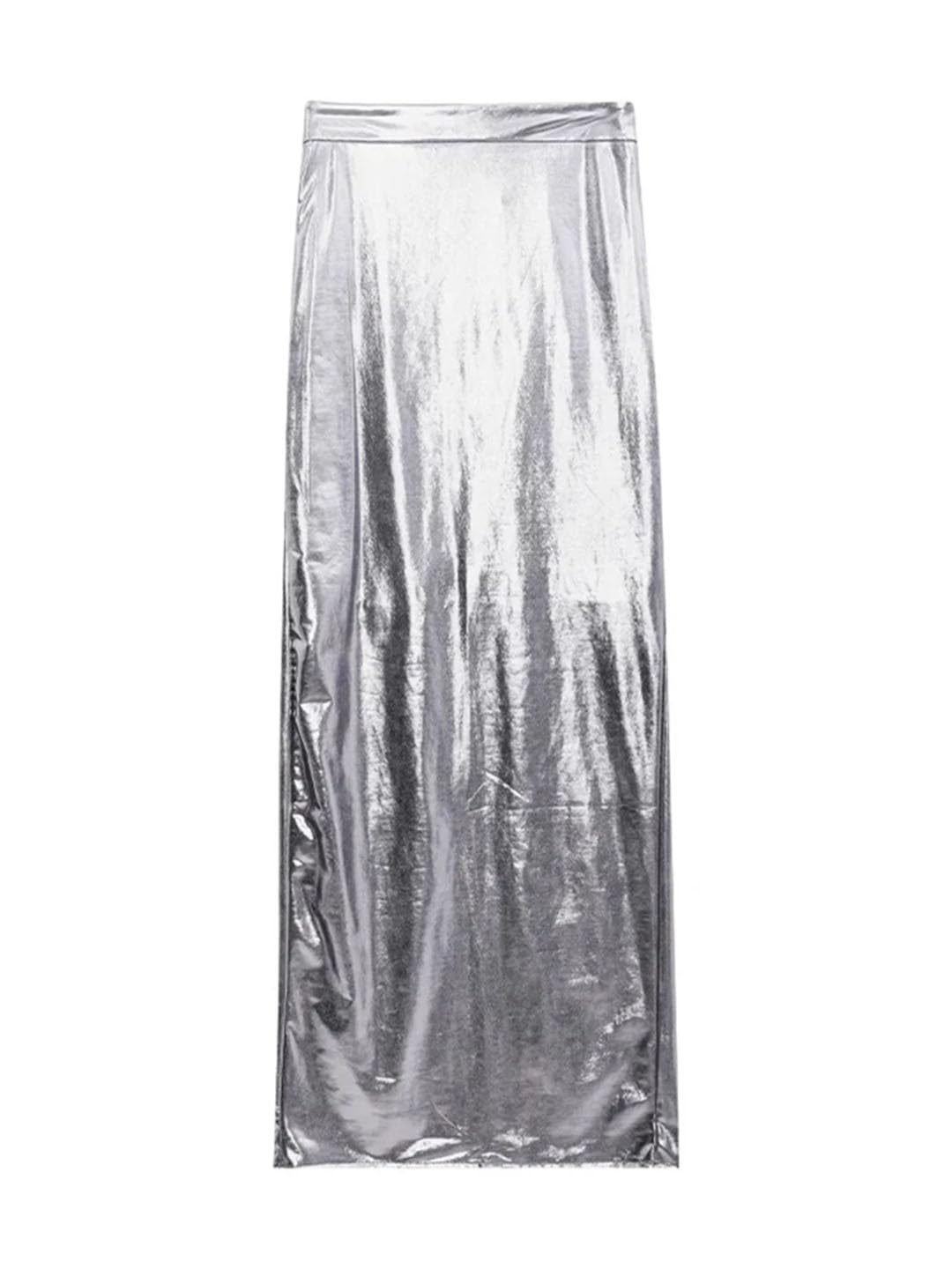 Alloaone Faldas Largas Reflectantes De Cuero Sintético Brillante para Mujer con Faldas hasta El Suelo con Abertura Larga